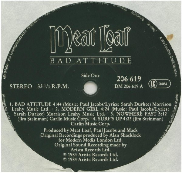 Meat Loaf - Bad Attitude | Arista (206 619) - 2
