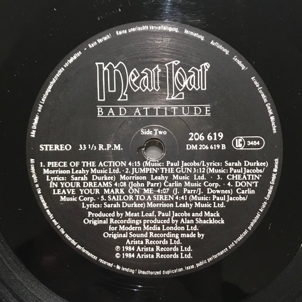 Meat Loaf - Bad Attitude | Arista (206 619) - 3