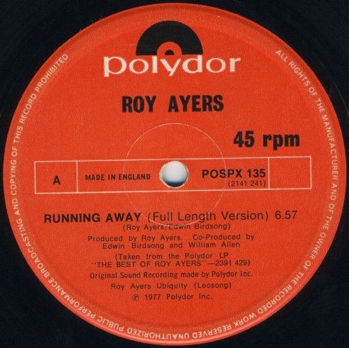 Roy Ayers - Running Away / Can't You See Me | Polydor (POSPX 135) - main