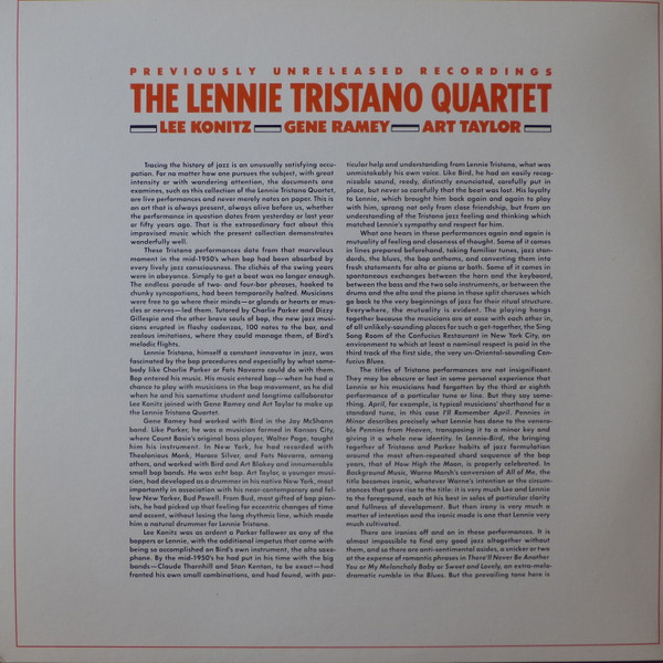 Lennie Tristano Quartet - The Lennie Tristano Quartet | Atlantic (SD 2-7006) - 2