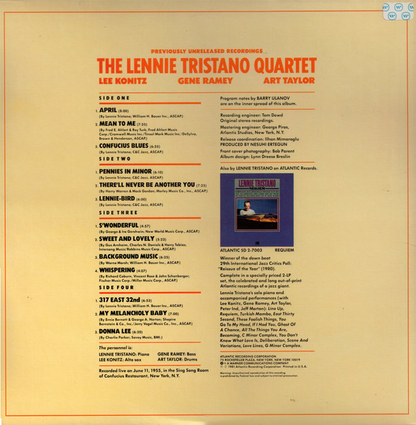 Lennie Tristano Quartet - The Lennie Tristano Quartet | Atlantic (SD 2-7006) - 4