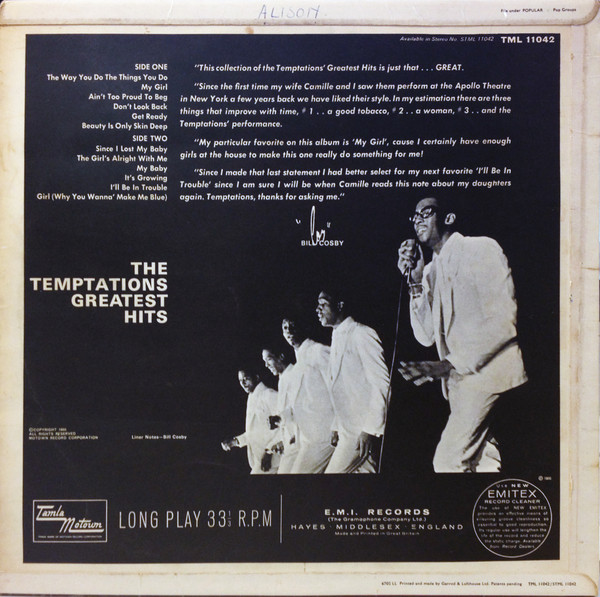 The Temptations - Greatest Hits! | Tamla Motown (TML 11042) - 2 The Temptations - Greatest Hits! | Tamla Motown (TML 11042) - 2