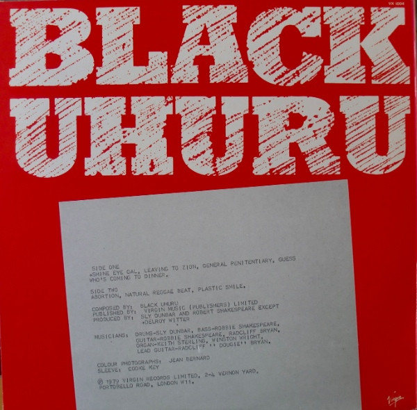 Black Uhuru - Black Uhuru | Virgin (VX 1004) - 2
