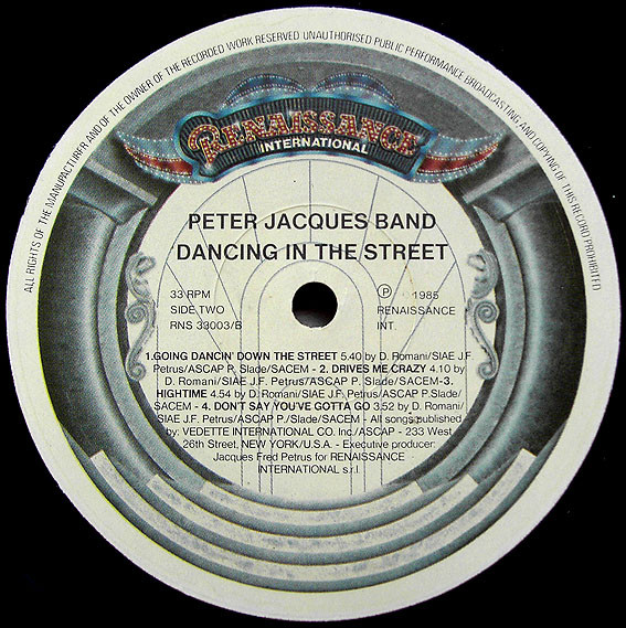 Peter Jacques Band - Dancing In The Street | Renaissance International (RNS 33003) - 3