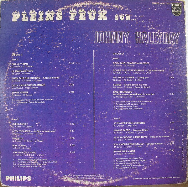 Johnny Hallyday - Pleins Feux Sur... | Philips (6641. 022) - 2