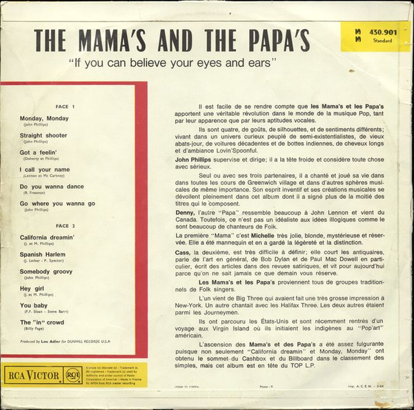 The Mamas & The Papas - If You Can Believe Your Eyes And Ears | RCA Victor (430.901) - 2