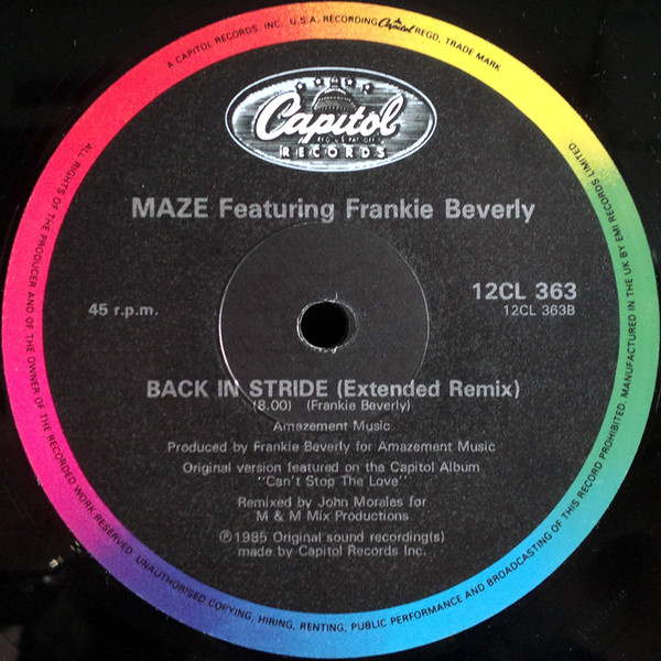 Maze Featuring Frankie Beverly - Too Many Games | Capitol Records (12CL 363) - 4