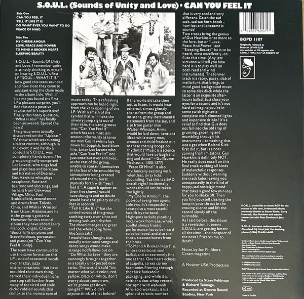 S.O.U.L. - Can You Feel It | BGP Records (BGPD 1107) - 2