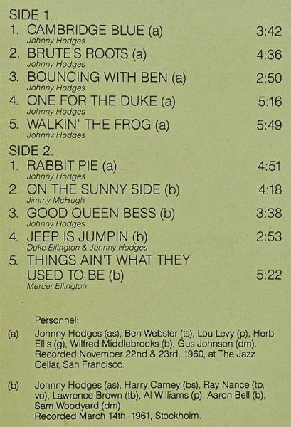 Johnny Hodges - Master Of Jazz | Storyville (SLP 4109) - 3 Johnny Hodges - Master Of Jazz | Storyville (SLP 4109) - 3