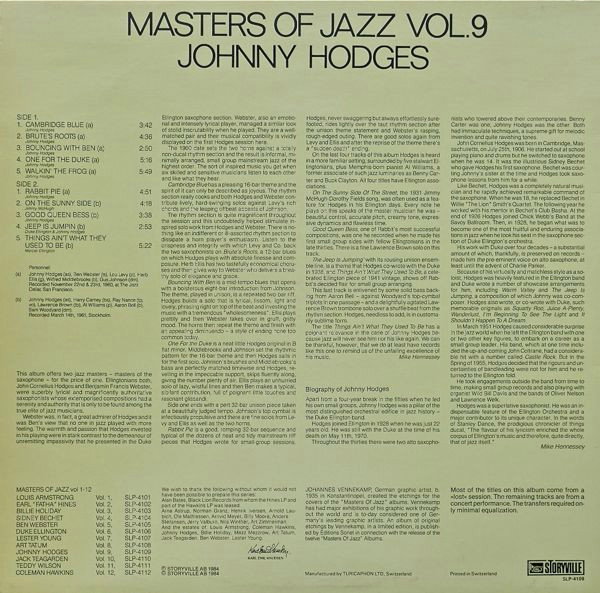 Johnny Hodges - Master Of Jazz | Storyville (SLP 4109) - 2 Johnny Hodges - Master Of Jazz | Storyville (SLP 4109) - 2