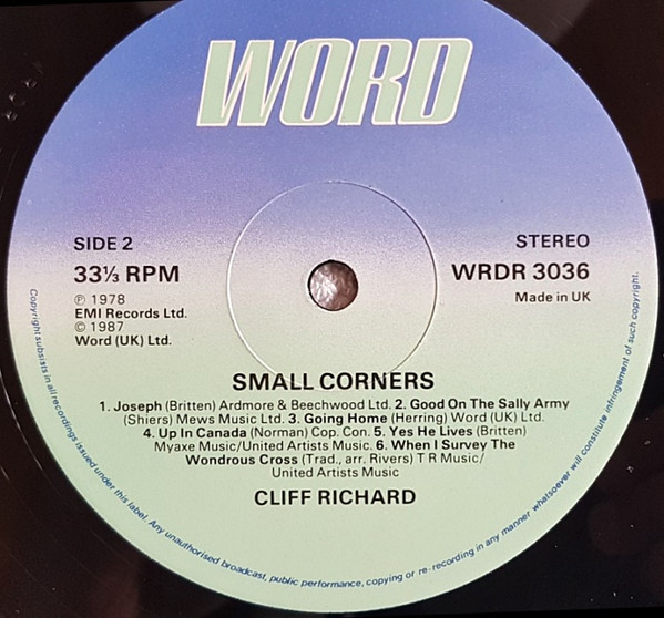 Cliff Richard - Small Corners | Word (Uk) Ltd. (WRD R 3036) - 4