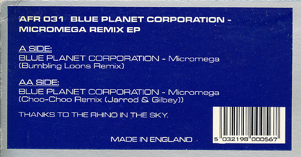 Blue Planet Corporation - Micromega Remix EP | Flying Rhino Records (AFR 031)