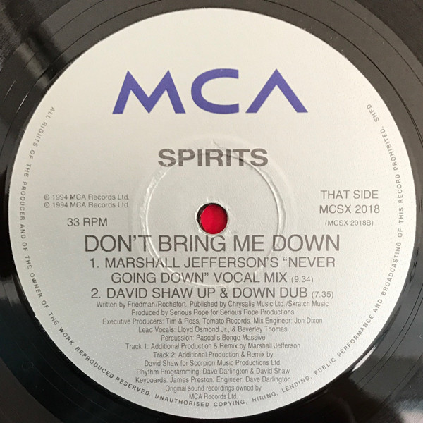 Spirits - Don't Bring Me Down | MCA Records (MCSX 2018) - 4