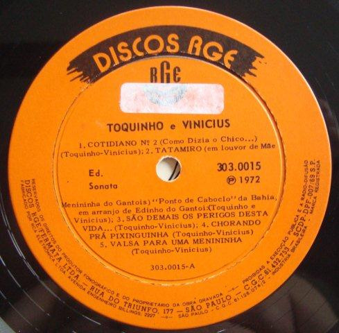 Toquinho & Vinicius - São Demais Os Perigos Desta Vida... | Discos RGE (303.0015) - 3