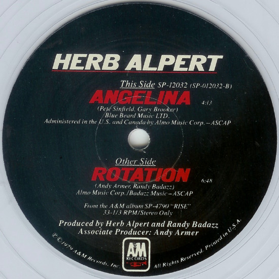 Herb Alpert - Rotation | A&M Records (SP-12032) - 5
