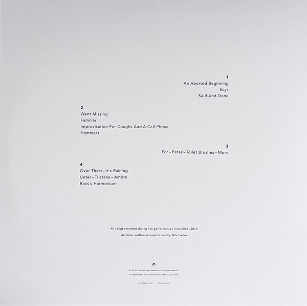Nils Frahm - Spaces | Erased Tapes Records (ERATP055LP) - 2