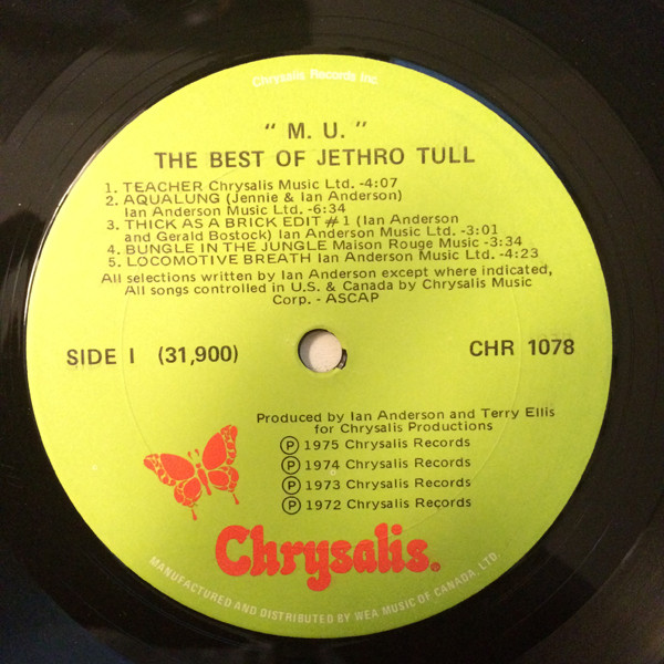 Jethro Tull - M.U. - The Best Of Jethro Tull | Chrysalis (CHR 1078) - 3 Jethro Tull - M.U. - The Best Of Jethro Tull | Chrysalis (CHR 1078) - 3