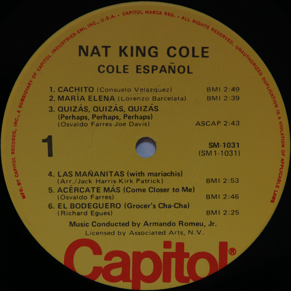 Nat King Cole - Cole Español | Capitol Records (SM-1031) - 3 Nat King Cole - Cole Español | Capitol Records (SM-1031) - 3