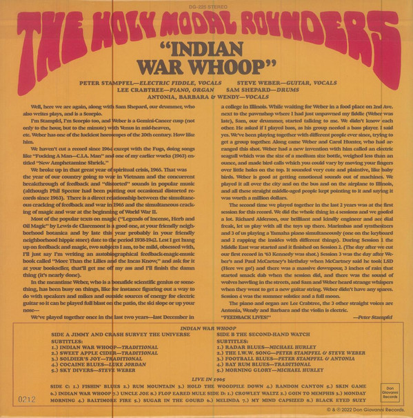 The Holy Modal Rounders - Indian War Whoop | Live In 1965 | Don Giovanni Records (DG-226) The Holy Modal Rounders - Indian War Whoop | Live In 1965 | Don Giovanni Records (DG-226)