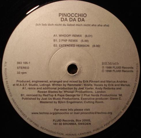 Pinocchio - Da Da Da | Fluid Records (563 105-1) - main