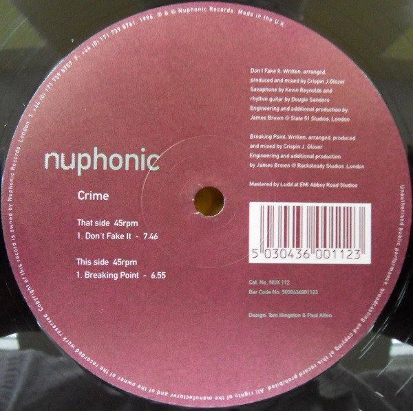 Crime - Don't Fake It / Breaking Point | Nuphonic (NUX 112) - 2