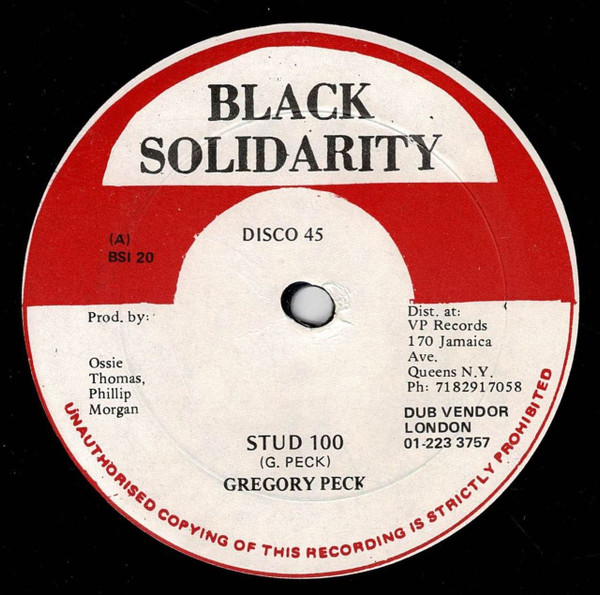 Gregory Peck / Frankie Paul - Stud 100 / Bread & Butter | Black Solidarity (BSI 20)