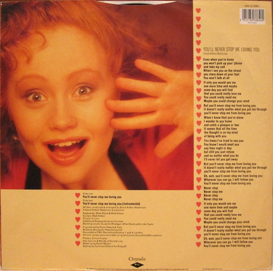 Sonia - You'll Never Stop Me Loving You | Chrysalis (CHS 12 3385) - 2