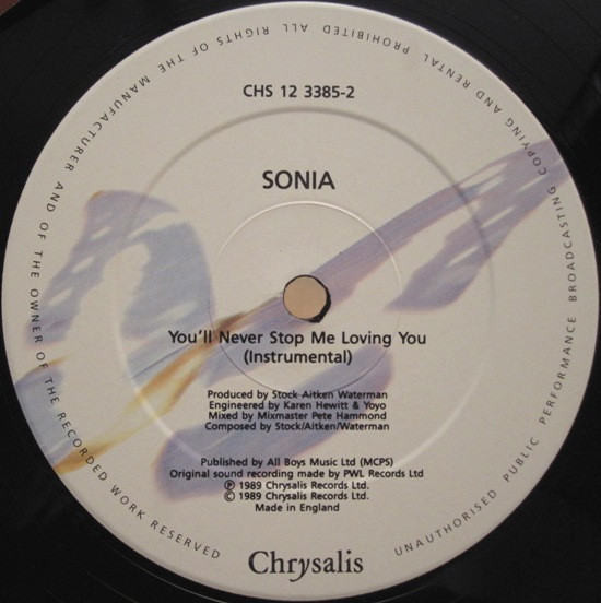 Sonia - You'll Never Stop Me Loving You | Chrysalis (CHS 12 3385) - 4