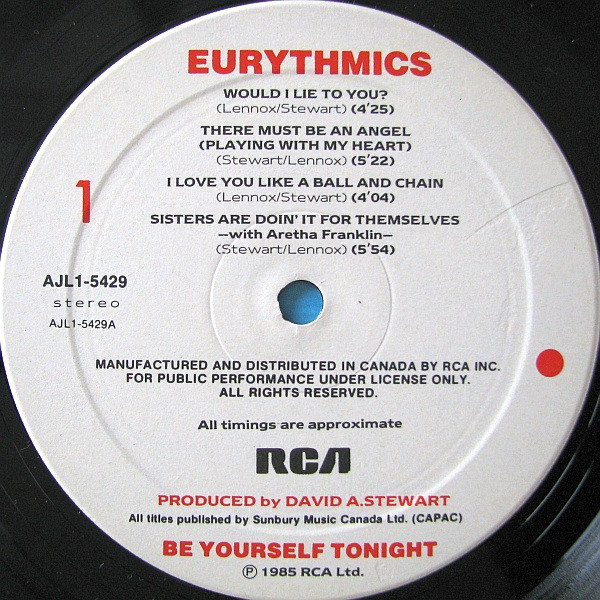 Eurythmics - Be Yourself Tonight | RCA (AJL1-5429) - 3