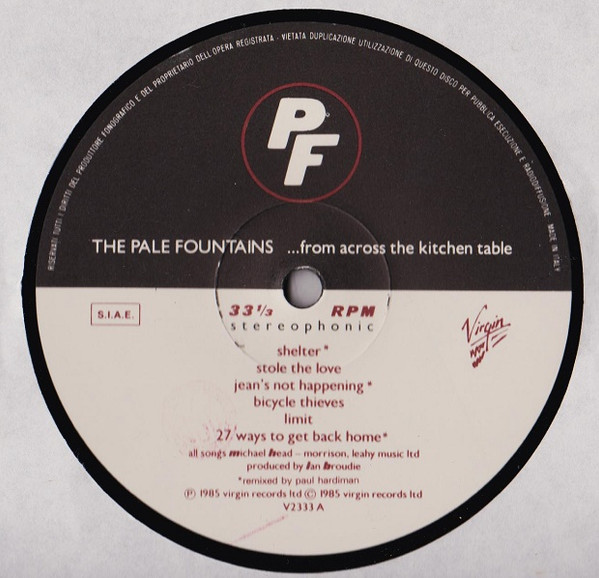 The Pale Fountains - ... From Across The Kitchen Table | Virgin (V2333) - 2 The Pale Fountains - ... From Across The Kitchen Table | Virgin (V2333) - 2