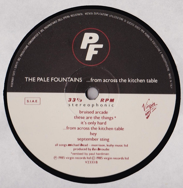 The Pale Fountains - ... From Across The Kitchen Table | Virgin (V2333) - 3 The Pale Fountains - ... From Across The Kitchen Table | Virgin (V2333) - 3