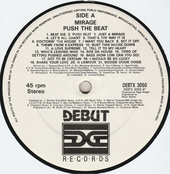 Mirage - Push The Beat | Debut Edge Records (DEBT X 3050) - 2 Mirage - Push The Beat | Debut Edge Records (DEBT X 3050) - 2