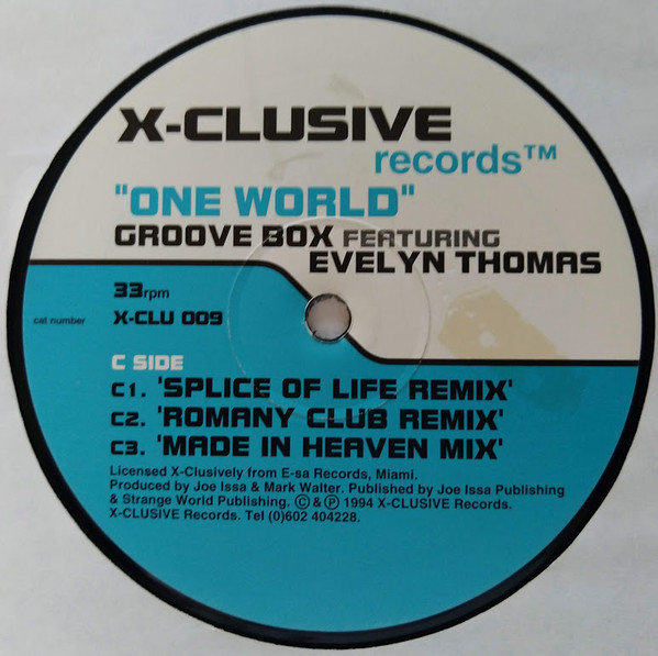 Groove Box Featuring Evelyn Thomas - One World | X-Clusive Records (X-CLU 009) - 4
