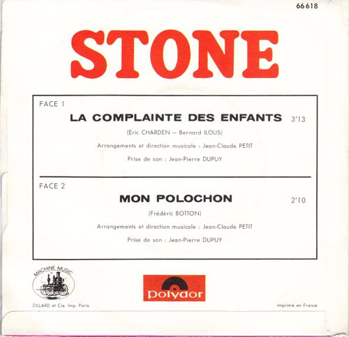 Stone - La Complainte Des Enfants / Mon Polochon | Polydor (66 618) - 2