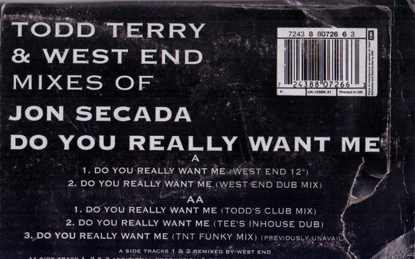 Jon Secada - Do You Really Want Me (Todd Terry & West End Mixes) | SBK Records (12SBK 41) - 3