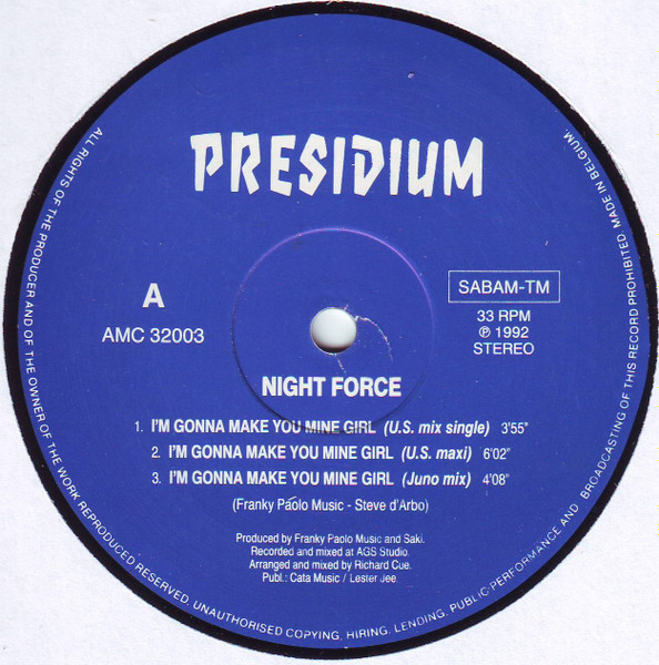 Night Force - I'm Gonna Make You Mine Girl | Presidium Records (AMC 32003)