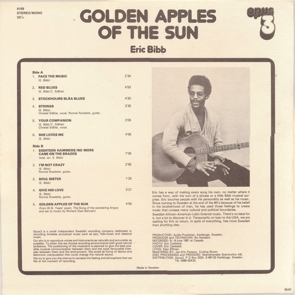 Eric Bibb - Golden Apples Of The Sun | Opus 3 (8109) - 2 Eric Bibb - Golden Apples Of The Sun | Opus 3 (8109) - 2