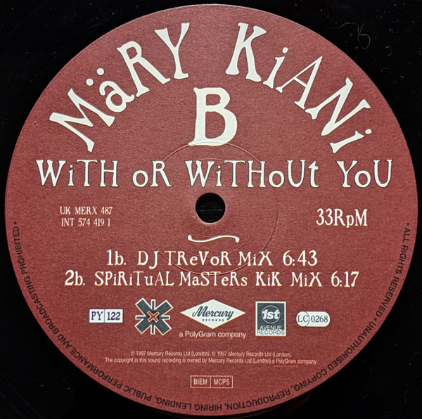 Mary Kiani - With Or Without You | Mercury (MERX 487) - 4