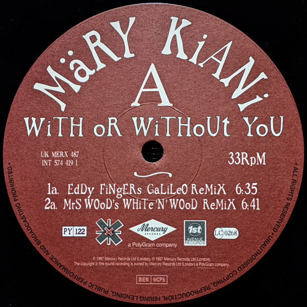 Mary Kiani - With Or Without You | Mercury (MERX 487) - 3