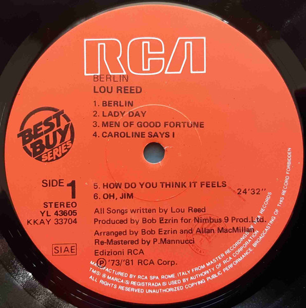 Lou Reed - Berlin | RCA (YL 43605) - 2 Lou Reed - Berlin | RCA (YL 43605) - 2