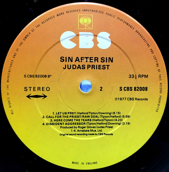 Judas Priest - Sin After Sin | CBS (82008) - 4