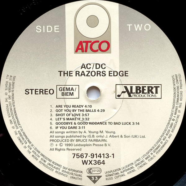 AC/DC - The Razors Edge | ATCO Records (7567-91413-1) - 4