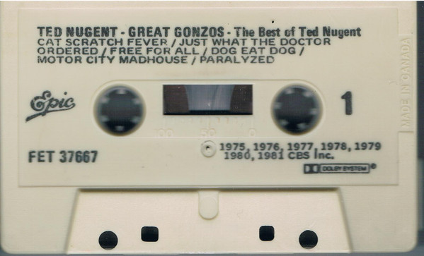 Ted Nugent - Great Gonzos! - The Best Of Ted Nugent [Cassette] | Epic (FET 37667) - 2