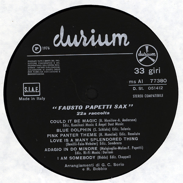 Fausto Papetti - 22ª Raccolta | Durium (ms AI 77380) - 5 Fausto Papetti - 22ª Raccolta | Durium (ms AI 77380) - 5