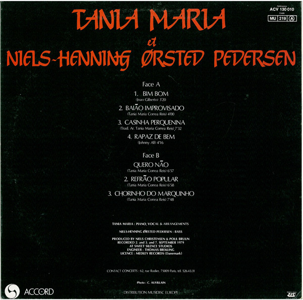 Tania Maria et Niels-Henning Ørsted Pedersen - Tania Maria Et Niels-Henning Ørsted Pedersen | Accord (ACV 130 010) - 2