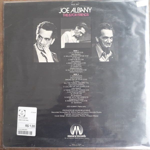Joe Albany - This Is For Friends | Musica Records (MUS. 3011) - 2 Joe Albany - This Is For Friends | Musica Records (MUS. 3011) - 2
