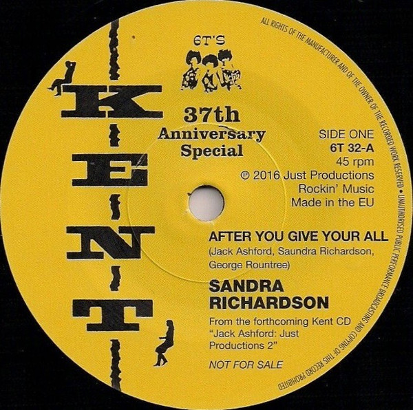 Sandra Richardson / The Hytones - After You Give Your All / Runaway Girl | Kent Records (6T 32) - main