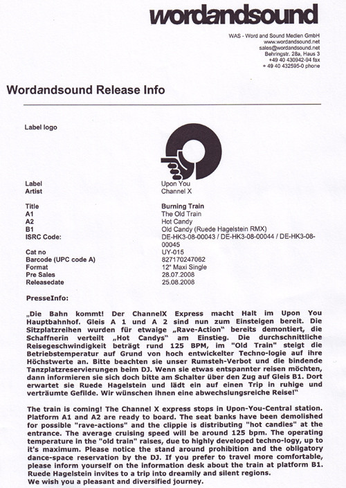Channel X - Burning Train | Upon.You (UY-015)