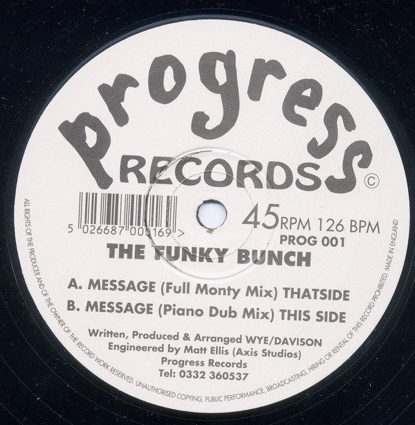 The Funky Bunch - Message | Progress Records (PROG 001) - main