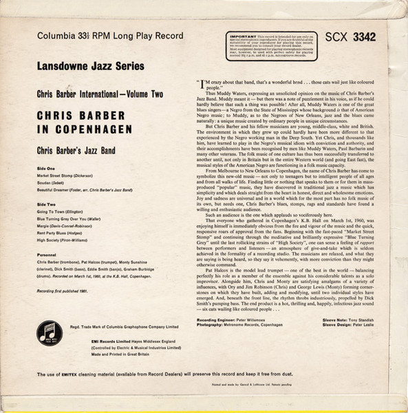 Chris Barber's Jazz Band - Chris Barber International - Volume Two "Chris Barber In Copenhagen" | Columbia (SCX 3342) - 2 Chris Barber's Jazz Band - Chris Barber International - Volume Two "Chris Barber In Copenhagen" | Columbia (SCX 3342) - 2
